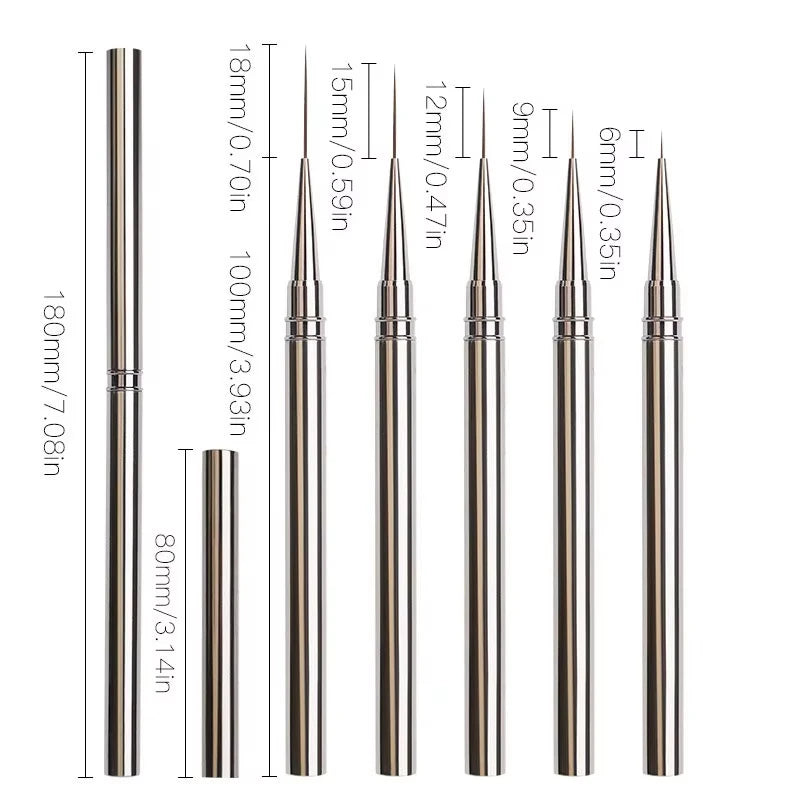 Nails Art Liner Brushes Striping Drawing Elongated Lines Painting 6/9/12/15/18mm Nail Professional Manicure Tool