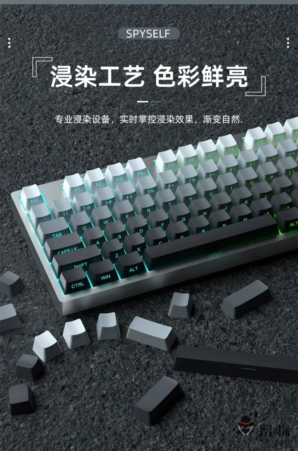 2025 New Original Daylight Cherry Keycaps PBT Translucent Gradient Color Side Engraving Personalized for MX Mechanical Keyboards