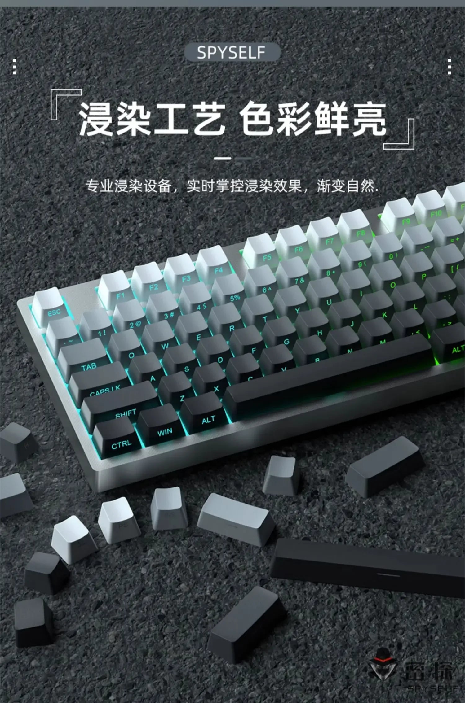 2025 New Original Daylight Cherry Keycaps PBT Translucent Gradient Color Side Engraving Personalized for MX Mechanical Keyboards