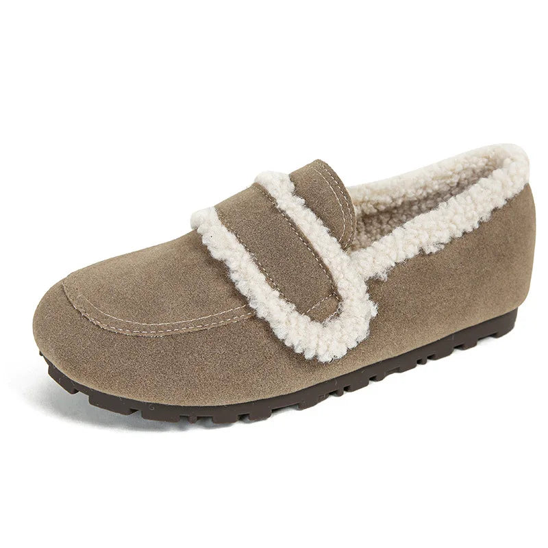 2026 Faux Suede Flats Women Lambswool Loafers Winter Warm Cotton Shoes Ladies Platform Fleeces Mocasines Female Sheep Fur Boots