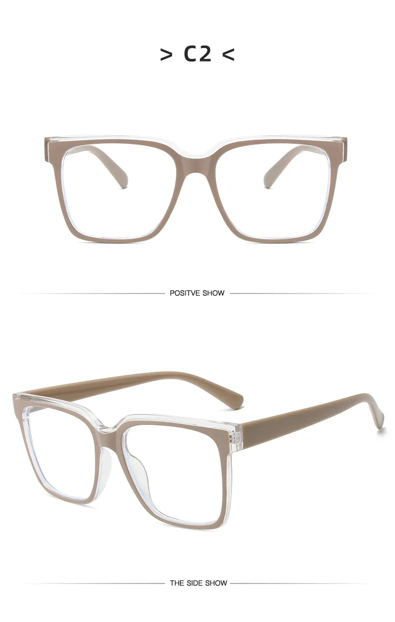 Fashion Double Color Women Cat Eye Glasses Frame Retro TR90 Clear Anti-Blue Light Eyewear Men Optical Blue Yellow Frame