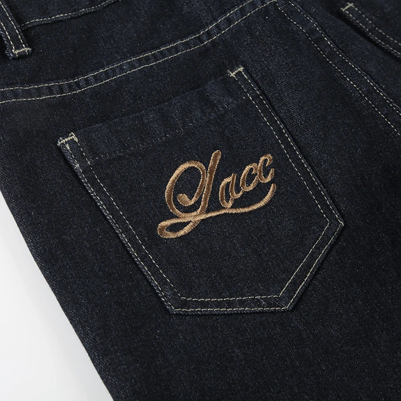 Women's Slim Fit Flared Jeans Y2K Vintage Low Rise Stretch Denim Pants with Embroidery Distressed Style for Everyday Outfits