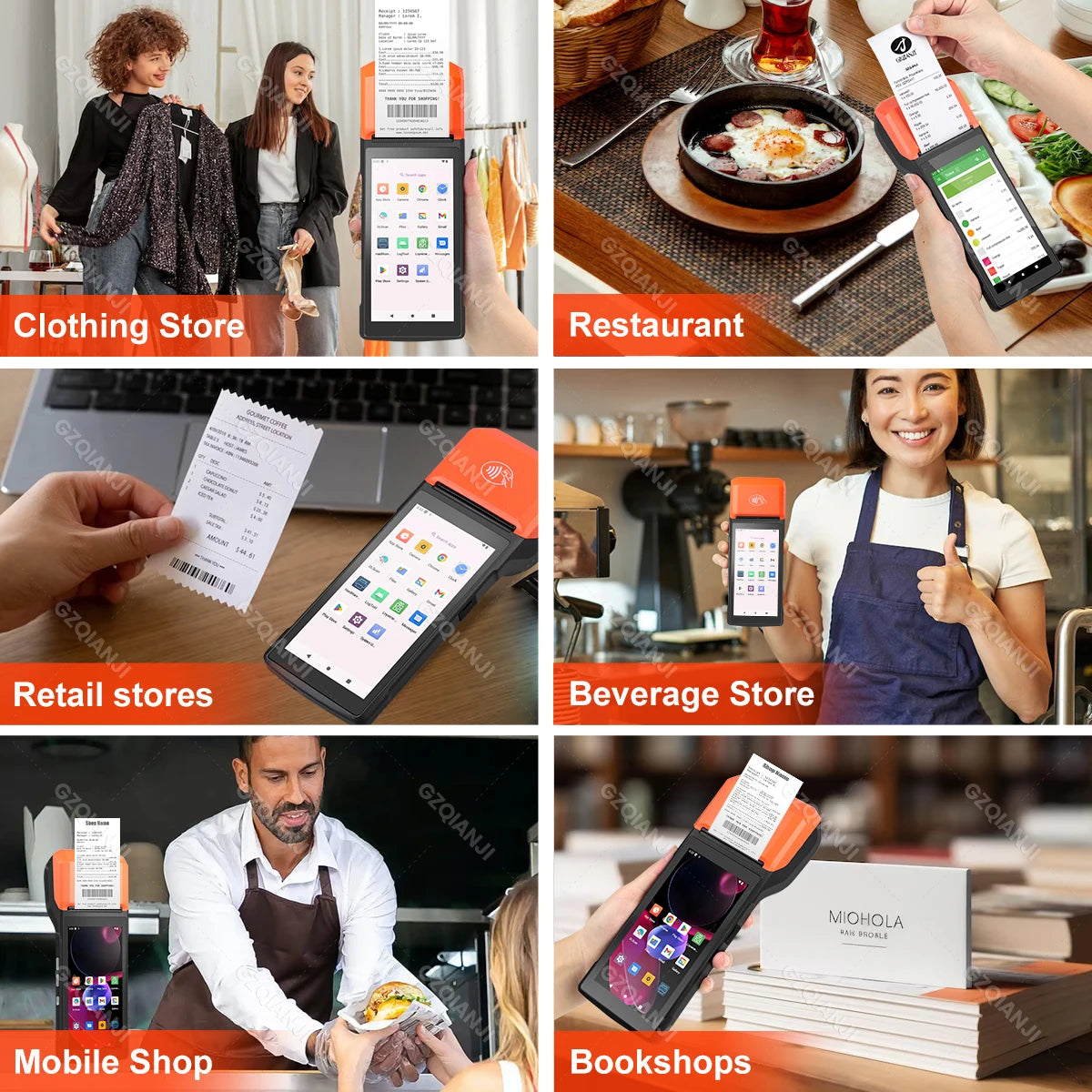 Android 14/13/11 3G 4G Handheld POS Terminal With 58mm Thermal Printer 1D 2D Scanner NFC Reader RAM3GB ROM32GB Mobile Device