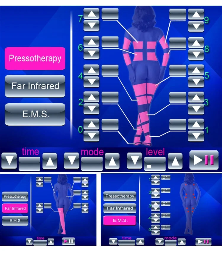 Professional 3 in 1 Ems Muscle Stimulator Pressotherapy Lymphatic Drainage Machine