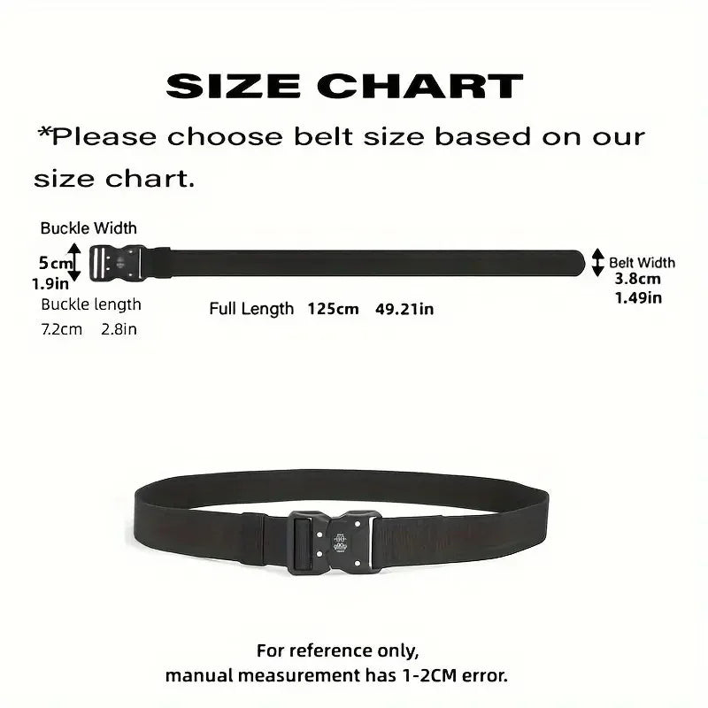 3Pcs Genuine Tactical Belt for Men - Black Quick Release Buckle Elastic Nylon Braided Material Durable Outdoor Sports Waist Belt