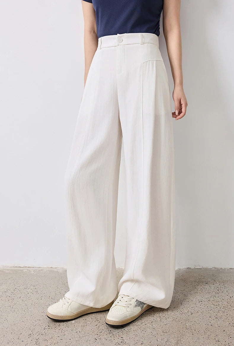 TOYOUTH Women Wide Leg Pants Summer 2026 Textured 3D Pleated Design Hip Covering Loose Breathable Comfortable Casual Daily Style