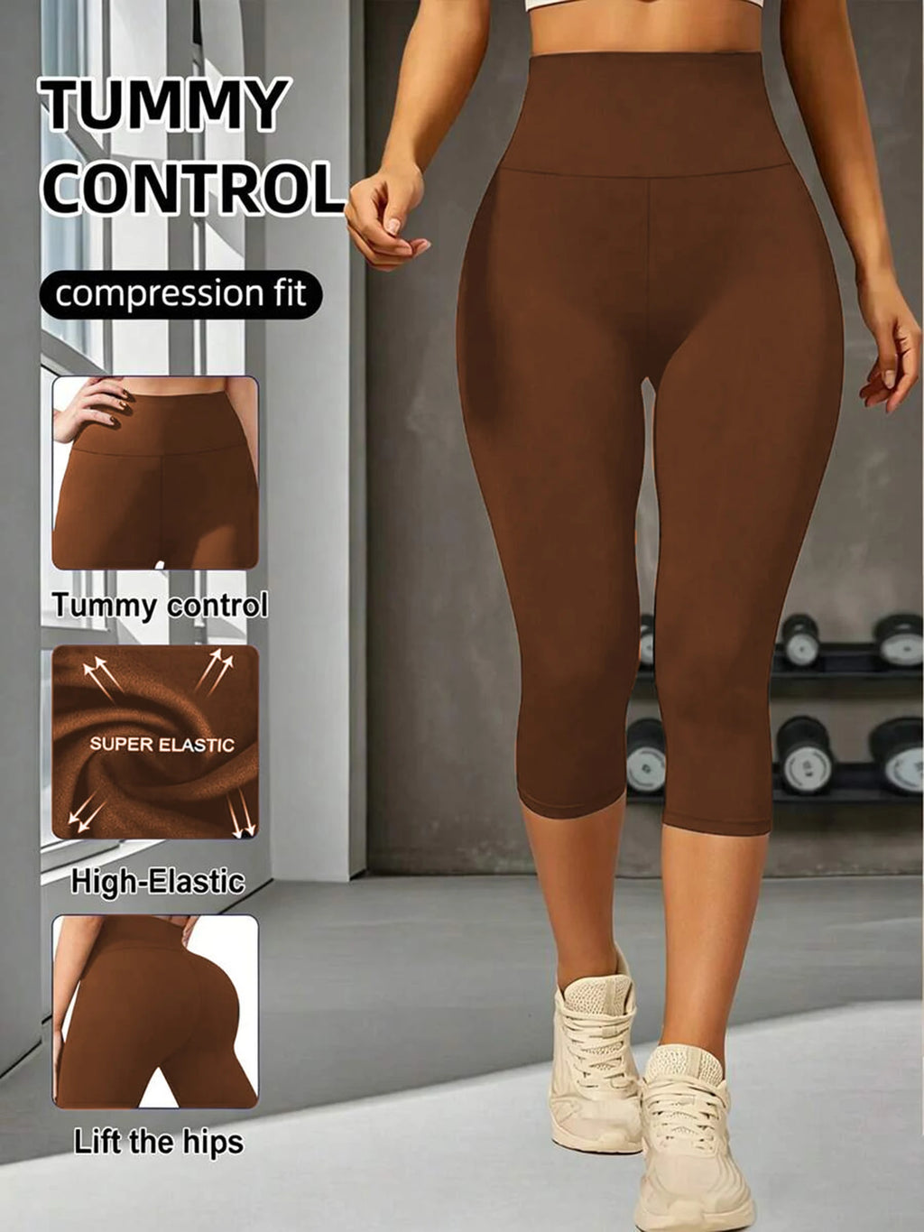 Solid Color Soft High Waist Cropped Yoga Legging Women Back Waist Pocket Sport Cropped Pants Tights Butter Athletic Gym