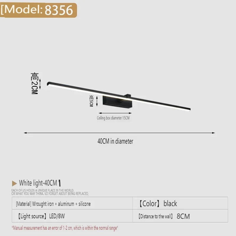 Modern Bathroom 100cm Mirror-front Lamp Bedroom Bedhead Home LED Wall Lights Aluminum Simple Strip Indoor Makeup Mirror Lighting