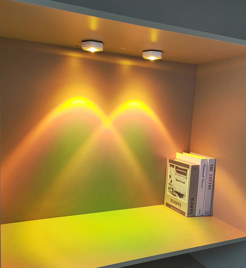 Creative Hexagonal Cat Eye Under Cabinet Light Sunset Red Projection Sunset Lamp Battery Powered Touch LED Decorative lights