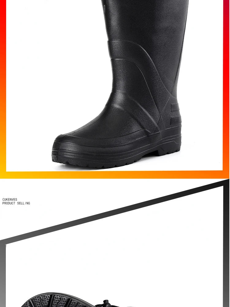 Winter Rain Shoes for Men EVA Non-slip Men Snow Boots Plush Warm Waterproof Shoes Comfortable Platform Men Work Shoes Plus Size