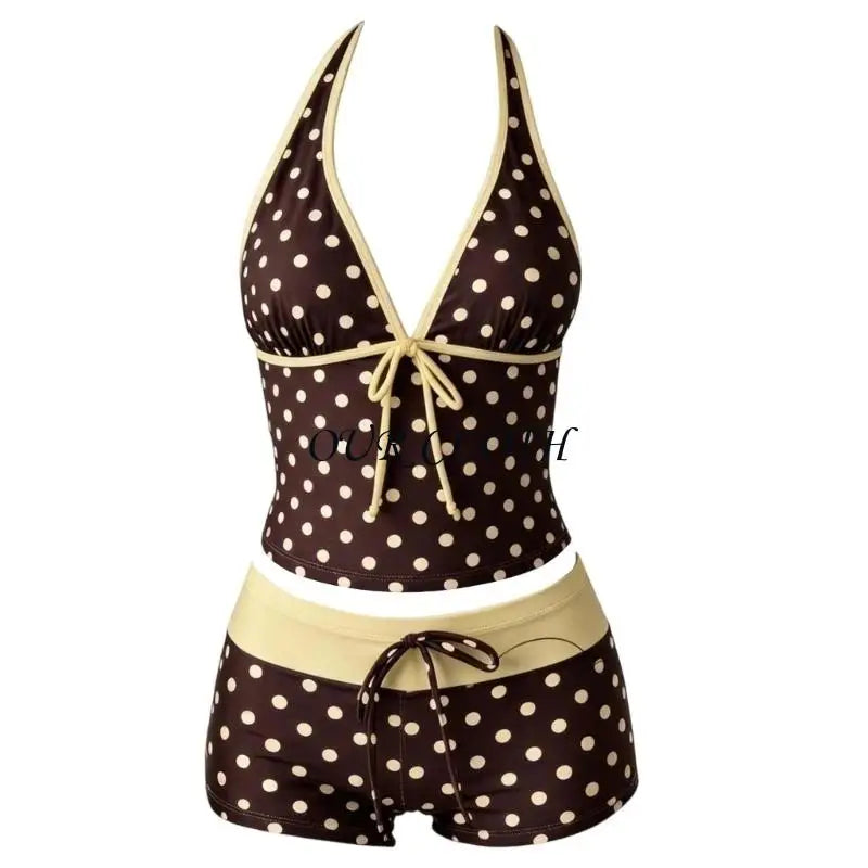 Womens 2 Pieces Set Tankini Swimsuits with Shorts Vintage Beach Swimsuit Swimwear Vacation Outfit Y1AC