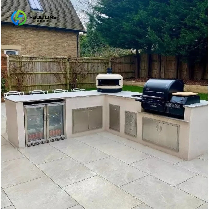Modular Outdoor Kitchen Pod with Stainless Steel Cabinets, BBQ Grill Station and Custom Outdoor Design for Patios Customized
