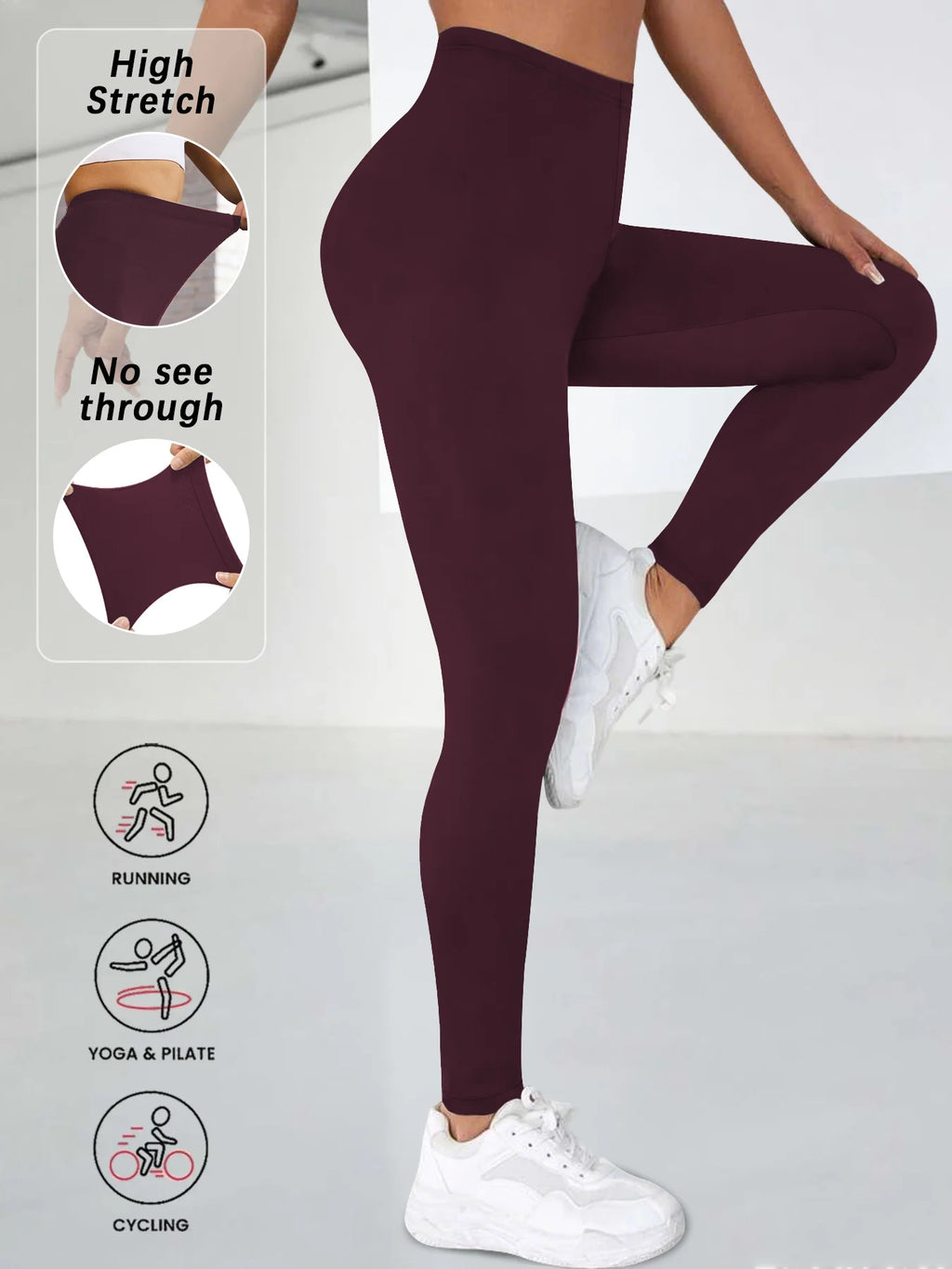 Women's Super Soft Leggings High Elasticity No See Through Workout Yoga Running Athletic Leggings
