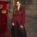 Fashion Wine Red Women Blazer Set Casual Long Sleeve Single Breasted Lapel Female Suit 2025 Spring Streetwear Lady Suits