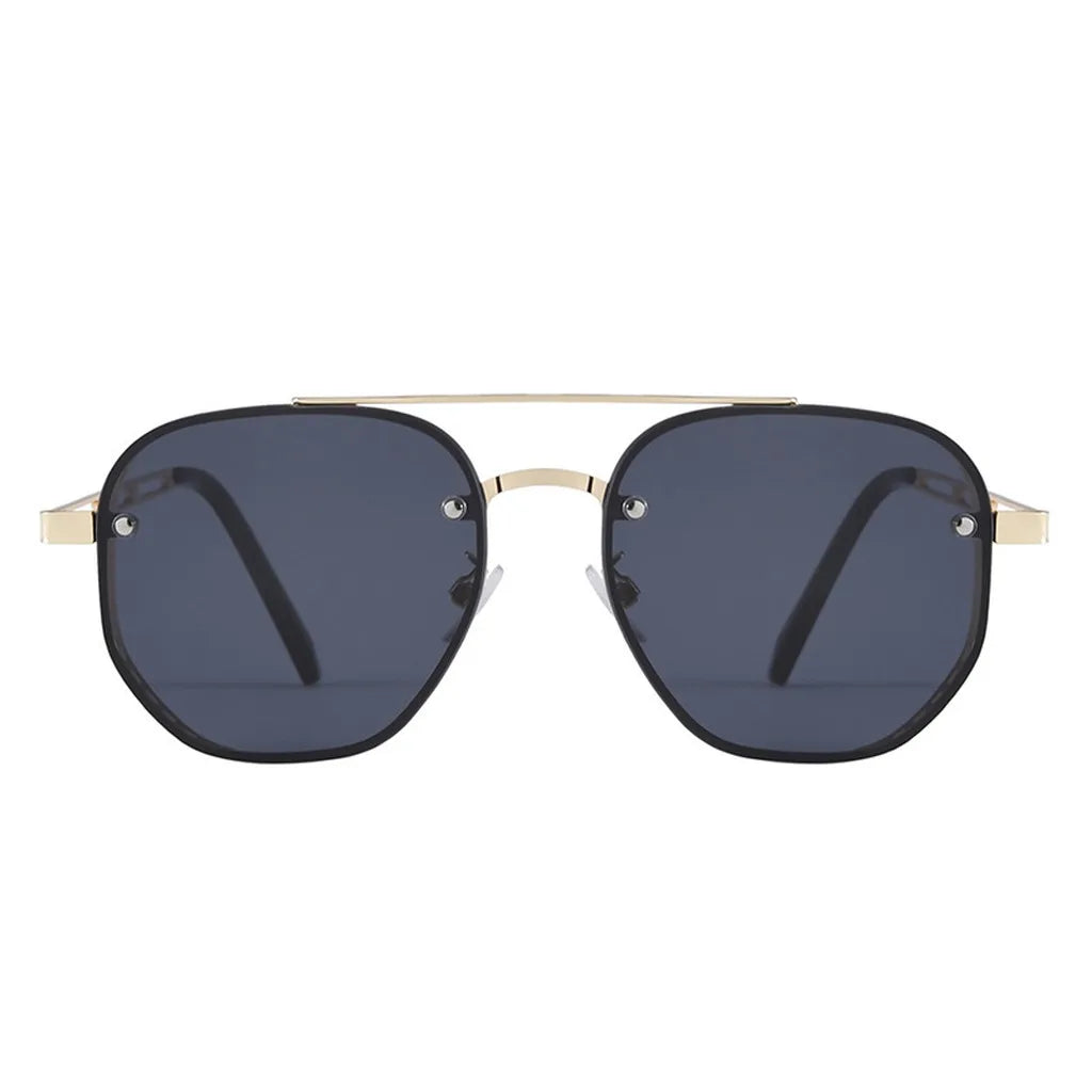 Unisex Stylish Sunglasses Trendy Gold Frame Hd Lens Glasses Oval Metal Frame Eyeglasses European-American Uv400 Shades Eyewear