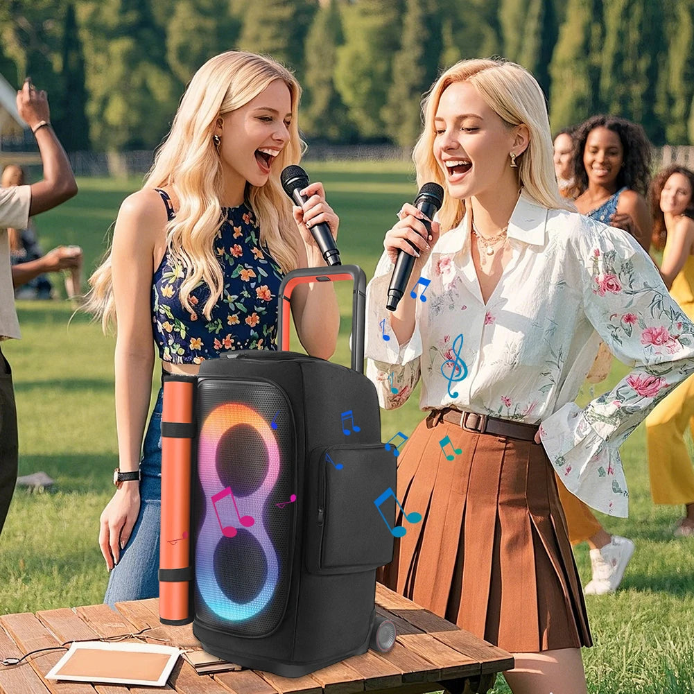 Portable Speaker Dust Case w/ Mic Pocket Double-Sided Speaker Storage Bag Wear Resist for JBL PARTYBOX 720/520/110/310/320 Cover