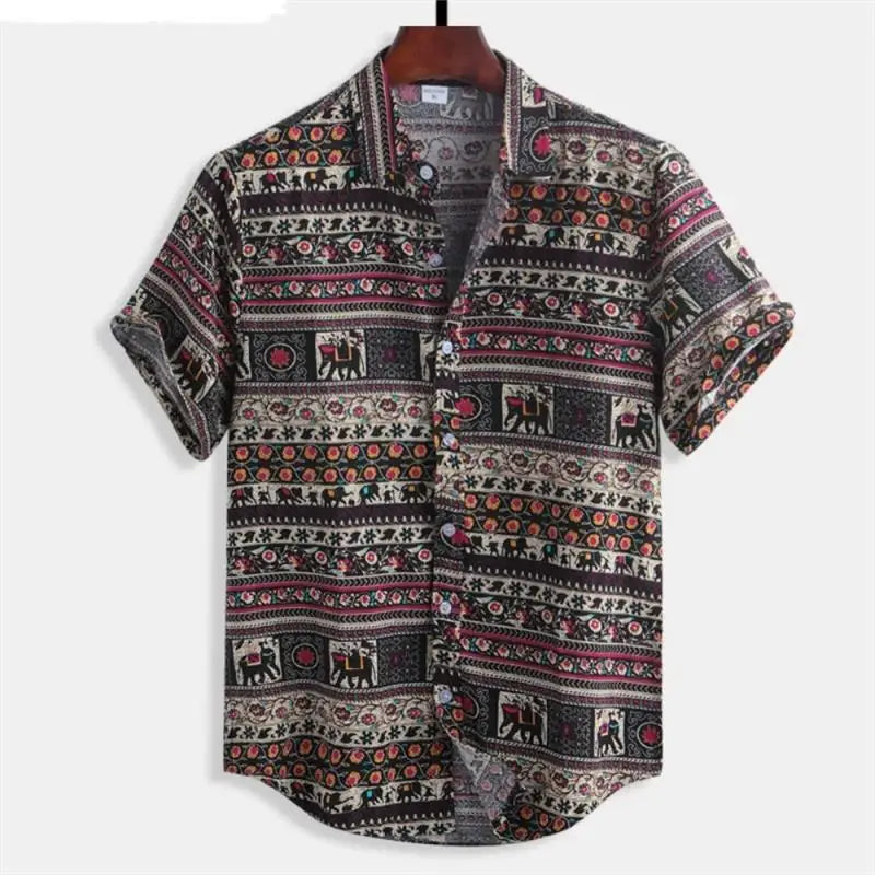 2026 Summer Men's Shirt Print Design Pattern Casual Loose Fashion Breathable Shirt
