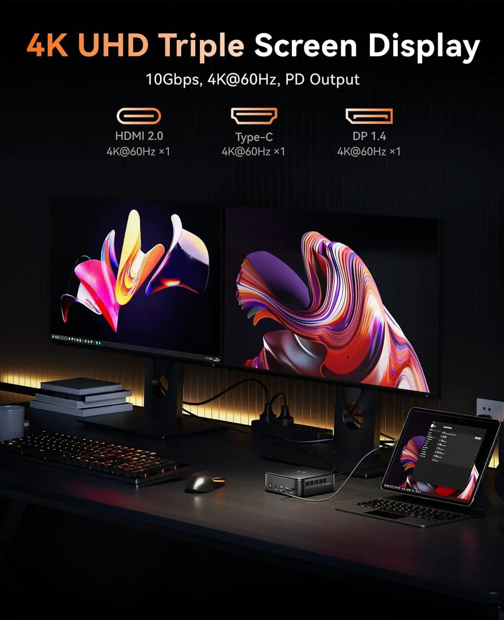 KAMRUI Mini Gaming PC AMD Ryzen7 7735HS 24GB LPDDR5 512GB/1TB M.2 SSD Micro Desktop Computers Max 4.75GHz WiFi 6 BT5.2 4K PC