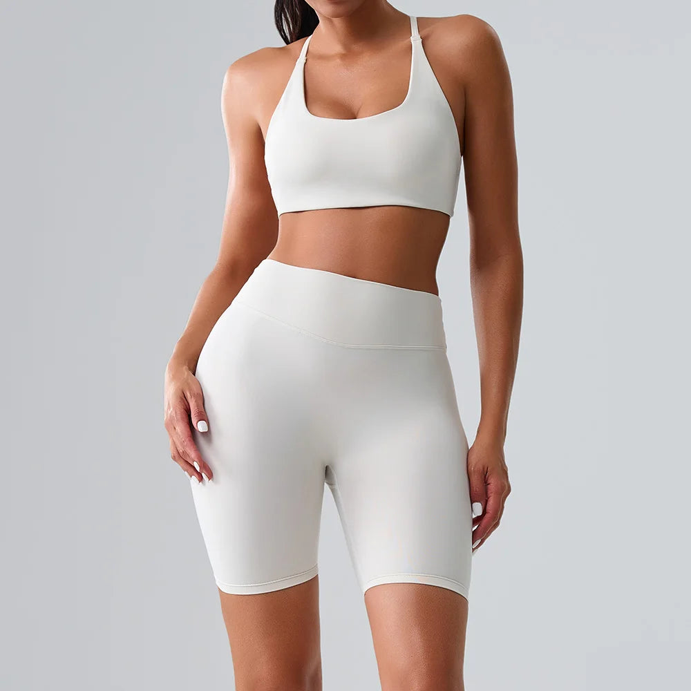 New Yoga Sets 2 Pieces Women's Tracksuit Fitness Suit Sportswear Workout Set Sports Bra High Waist Leggings Gym Sportswear Woman