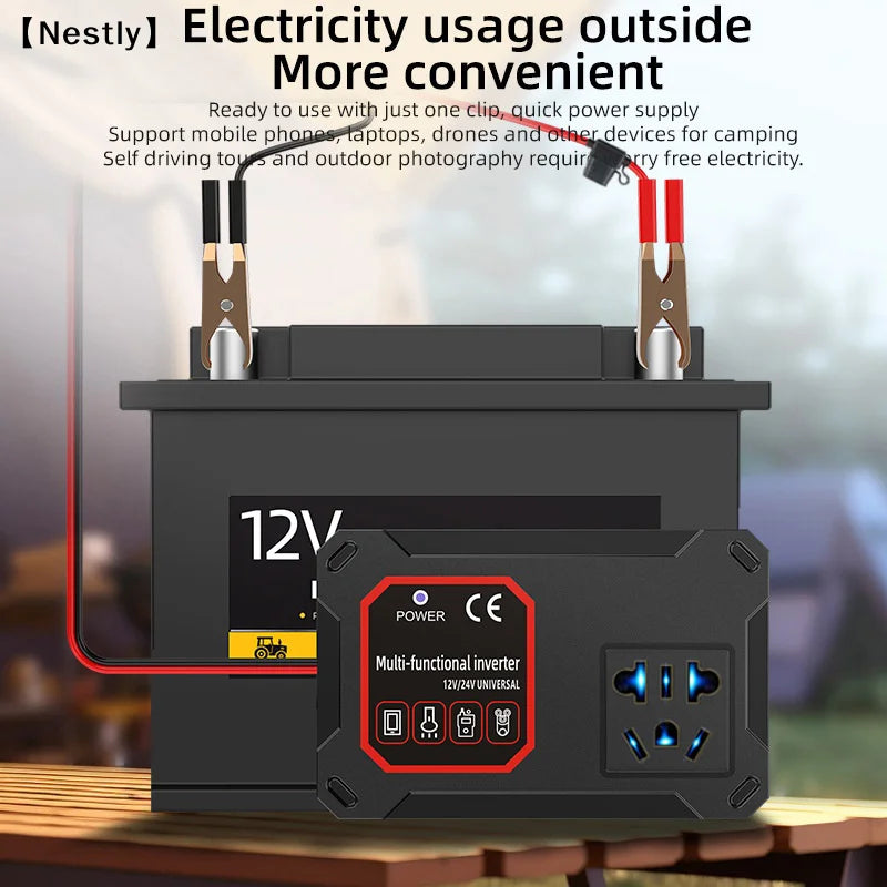 Car Power Inverter 200W 12V/24V To 220V Converter Charger Adapter Universal Socket Portable Vehicle-mounted Auto Inverters〔Nest〕