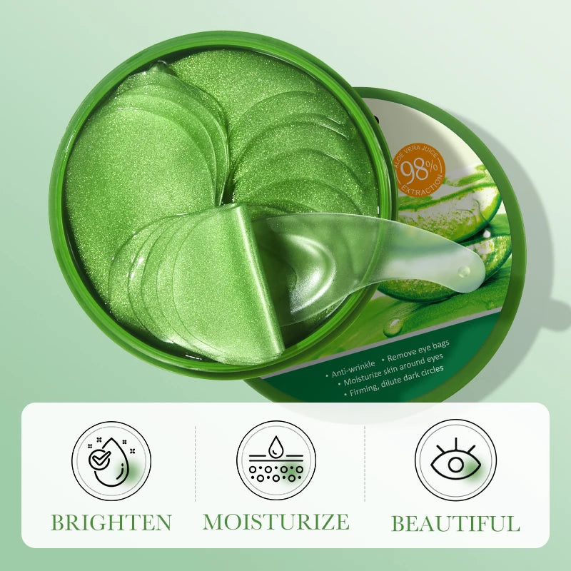 60PCS SADOER Aloe Vera Collagen Eye Mask, Anti-Wrinkle, Reduce Dark Circles, Moisturize and Tighten Eye Skin
