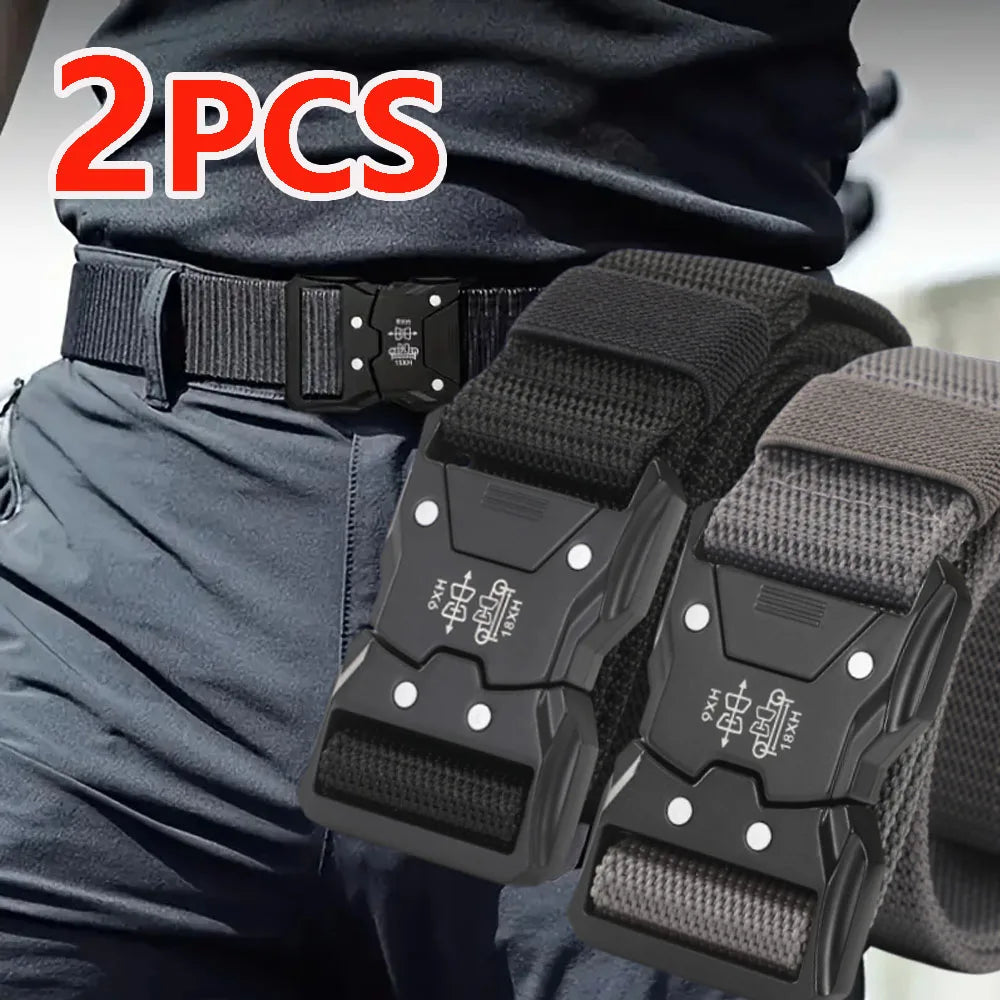 Genuine Tactical Belt Men's Quick Release Nylon Military Belt Automatic Buckle Real Soft Outdoor Sports Pants Jeans Waist Belt