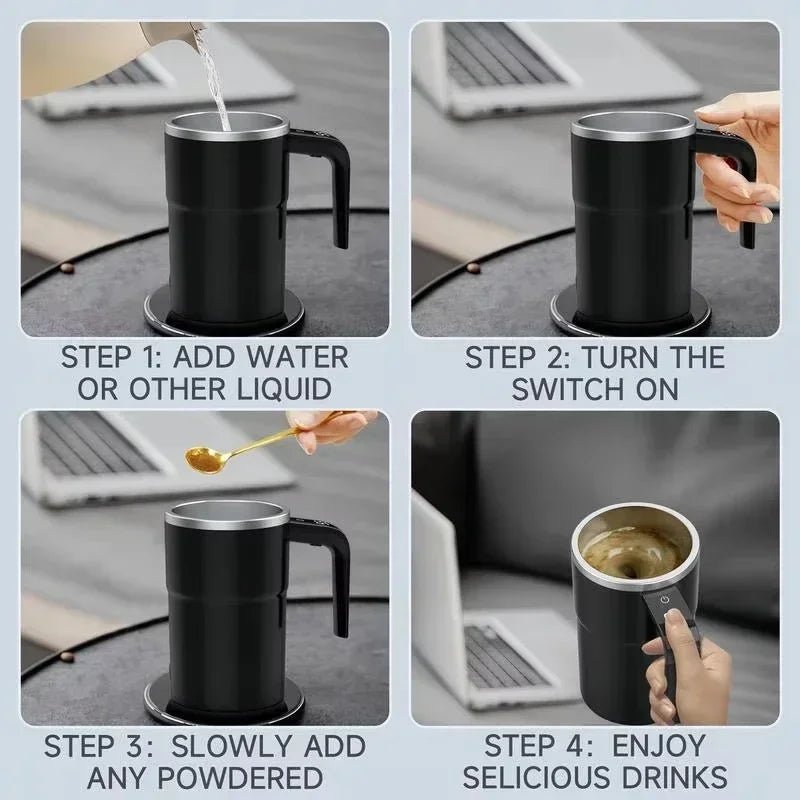 380ML Electric Coffee Self Mixing Mug IP67 Waterproof Coffee Stirring Mug USB Charging Digital Display Automatic Magnetic Cup