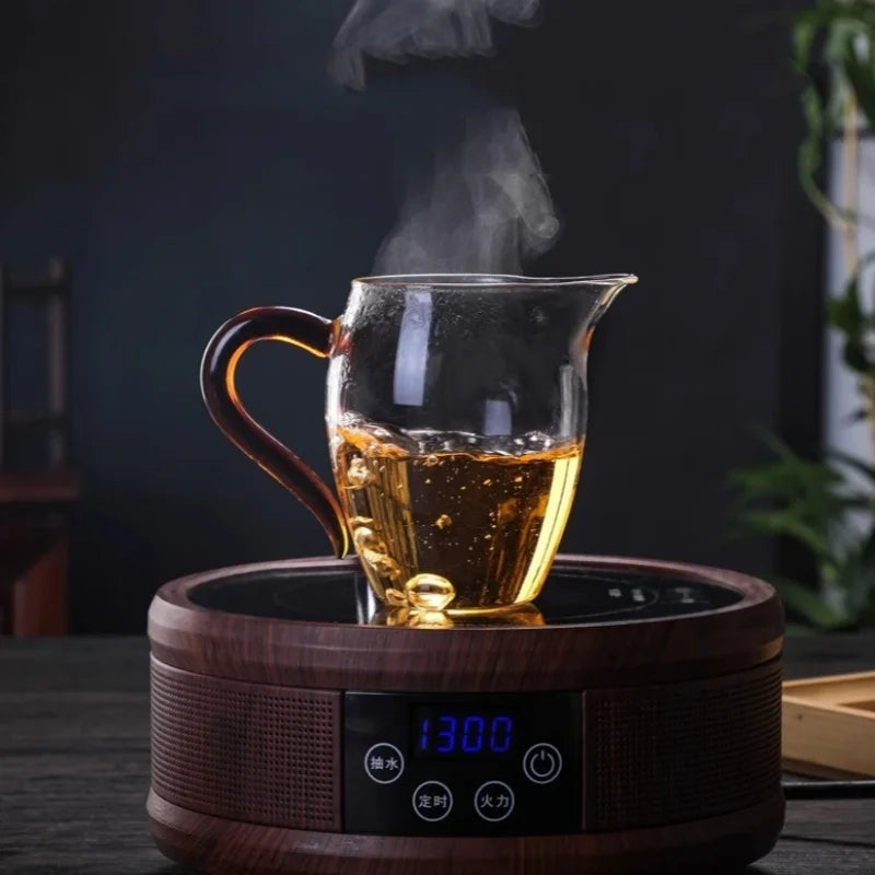 JUSTINLAU High Borosilicate Glass Pointed Tea Cup Tea Dispenser Heat-resistant Glass Teapot Kung Fu Tea Set with Colorful Handle