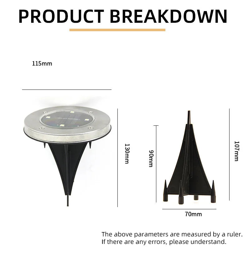 4/8LED Solar Underground Light Solar Power Disk Lamp Waterproof Outdoor Spotlight Buried Deck Light Lawn Garden Decoration
