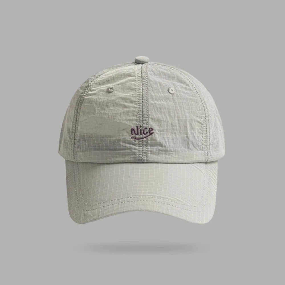 New Plaid Thin Sun Cap Quick-drying Breathable Baseball Cap Adjustable Letter Embroidery Sports Running Cap Men Women