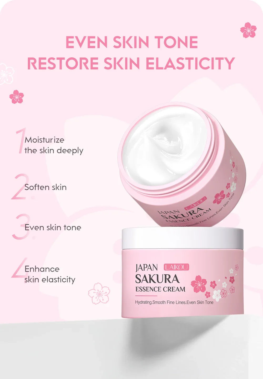 LAIKOU Japan Sakura Essence Cream Cherry Blossom Facial Cream Heavy Moisturizer Hydrating Dry Rough Skin Face Care 25/60g ﻿