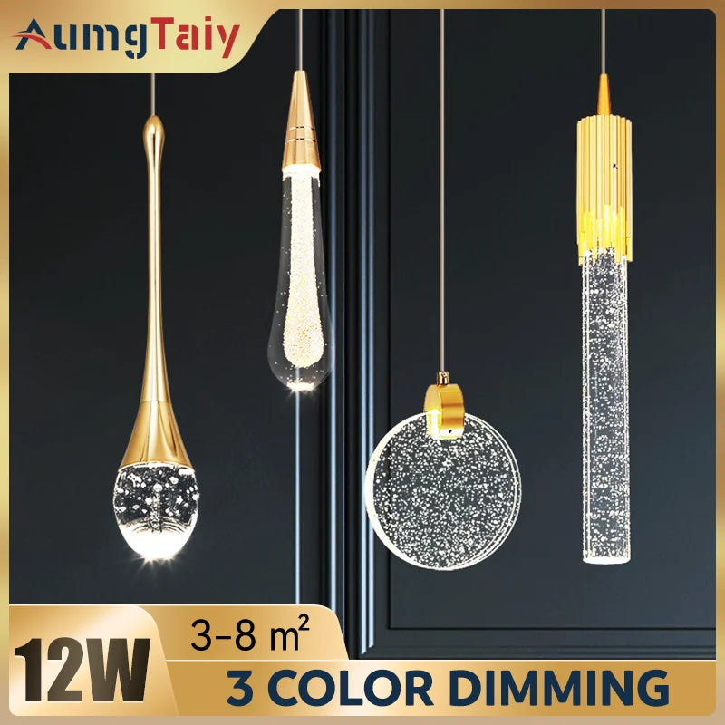 LED Pendant Lights Indoor Lighting Hanging Lamp Water Drop Bubble Crystall Bedroom Dining Room Decoration Pendente iluminação