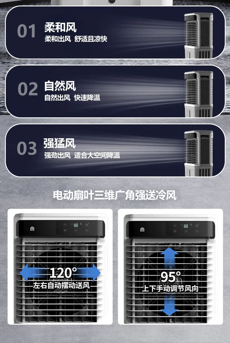 Portable Air Conditioner Fan Evaporative Ice Cooling Fan Powerful Cooling Floor Fan for Home Commercial