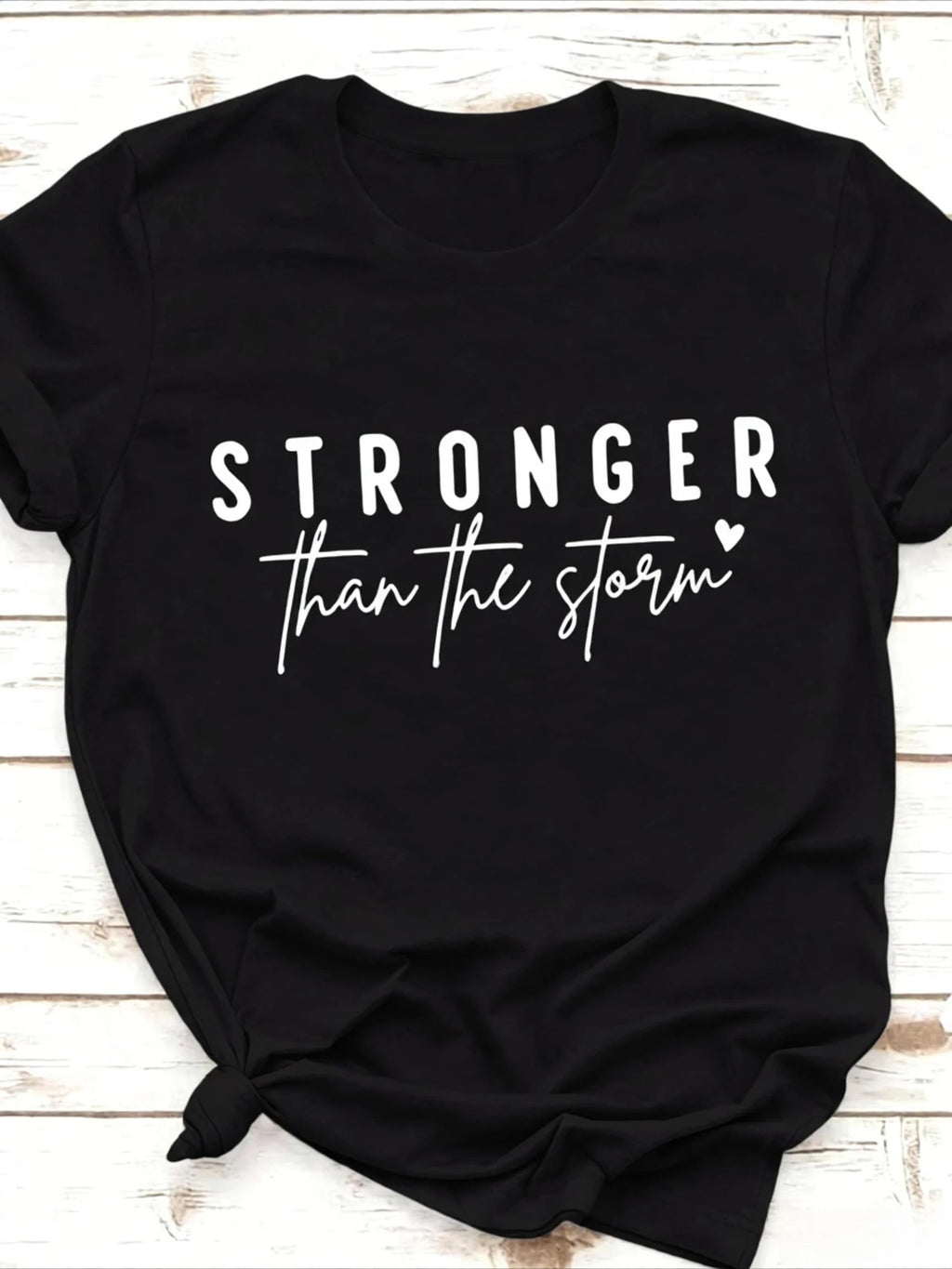 Women Crew Neck Short Sleeve Tops Summer Stronger Than The Storm Inspirational Slogan Graphic Print Women's Oversized T-shirt