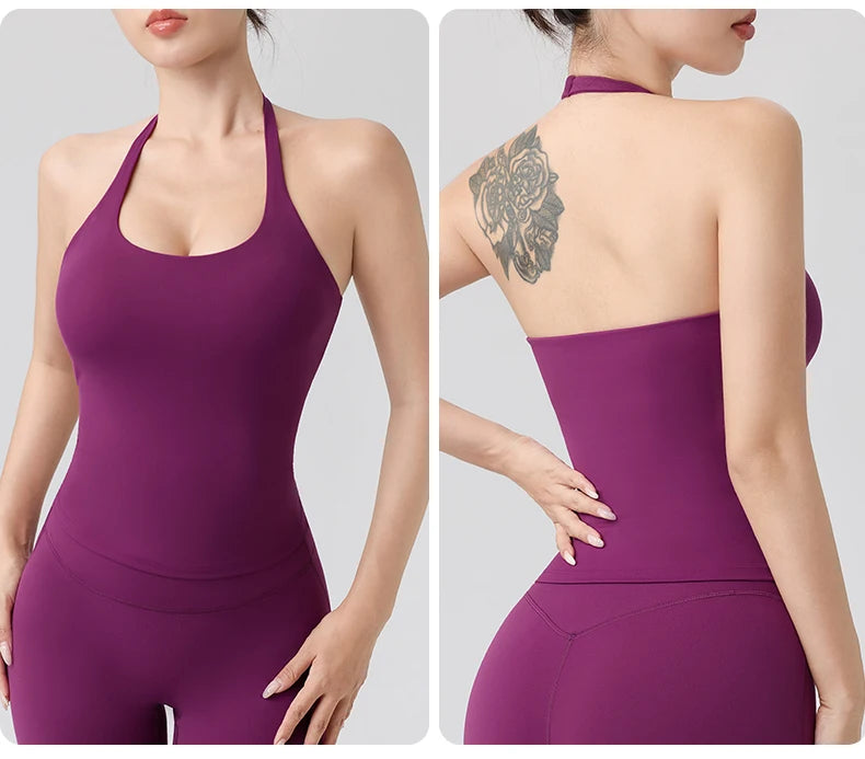 Halter Yoga Vest, Shockproof Running Sports, High-Strength Sports Underwear, Fitness, Pilates Suspender, Beautiful Back