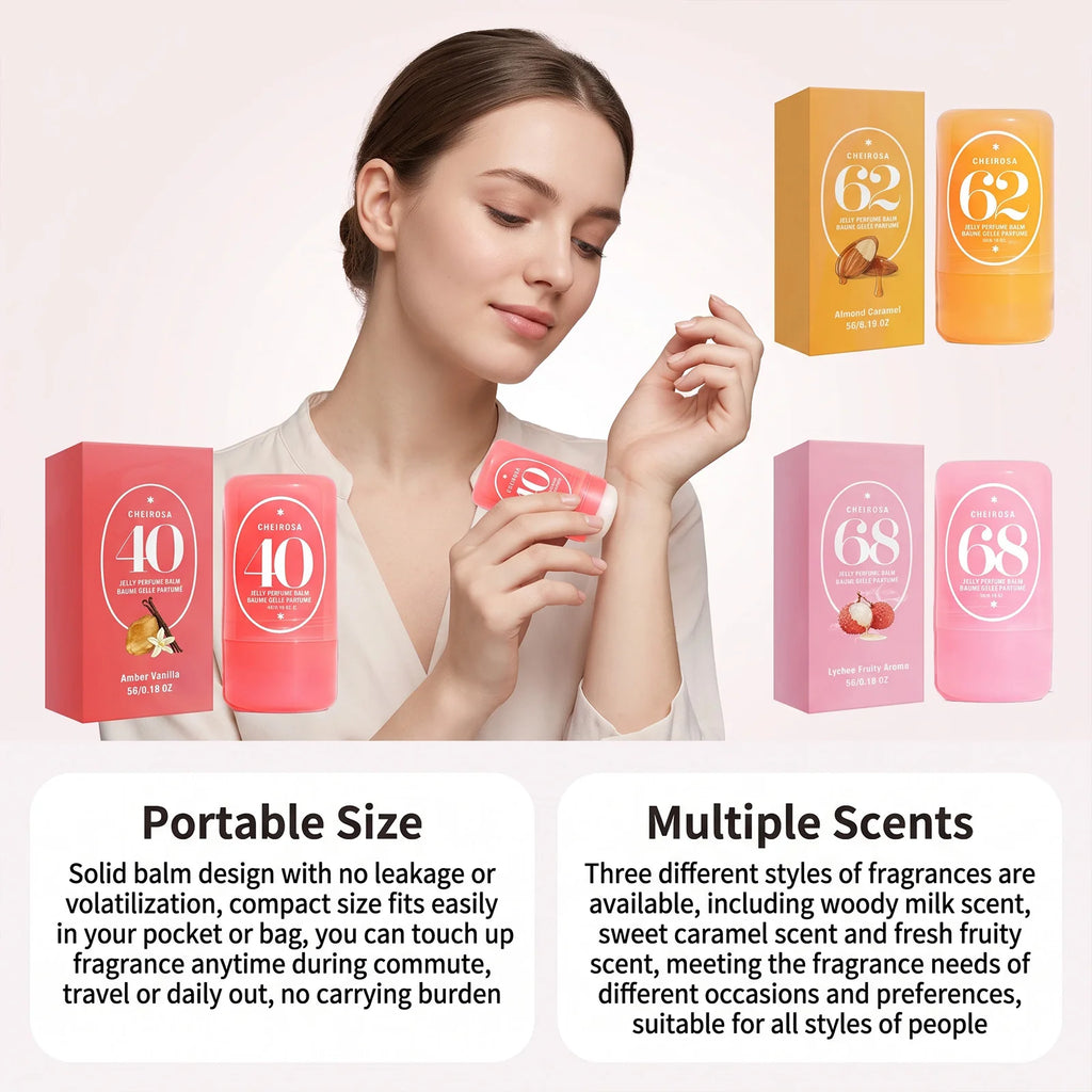 3 Jelly Solid Perfume Balm Set Natural Deodorant Scent Long Lasting Portable Travel Daily Commute Date Women Men Unisex