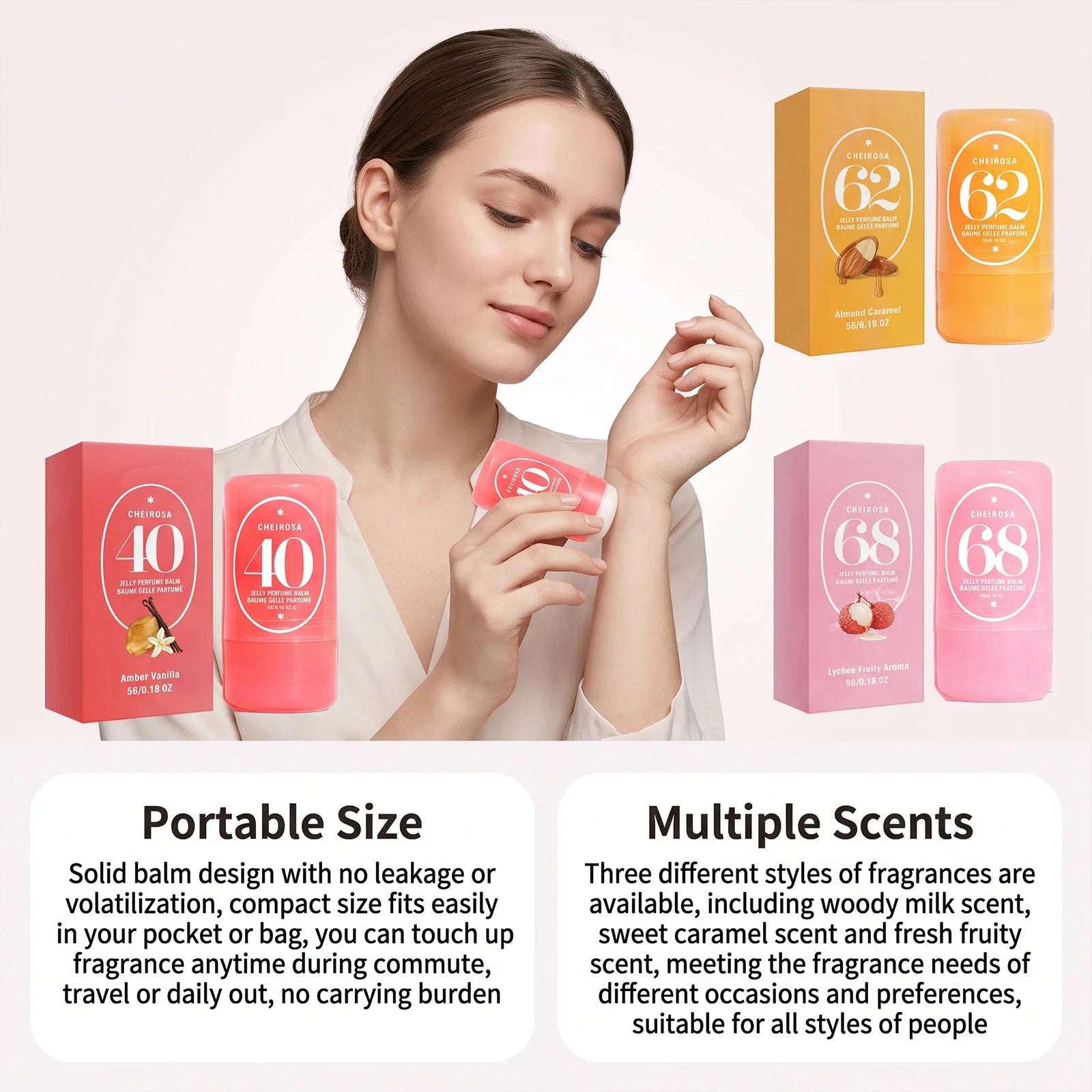 3 Jelly Solid Perfume Balm Set Natural Deodorant Scent Long Lasting Portable Travel Daily Commute Date Women Men Unisex