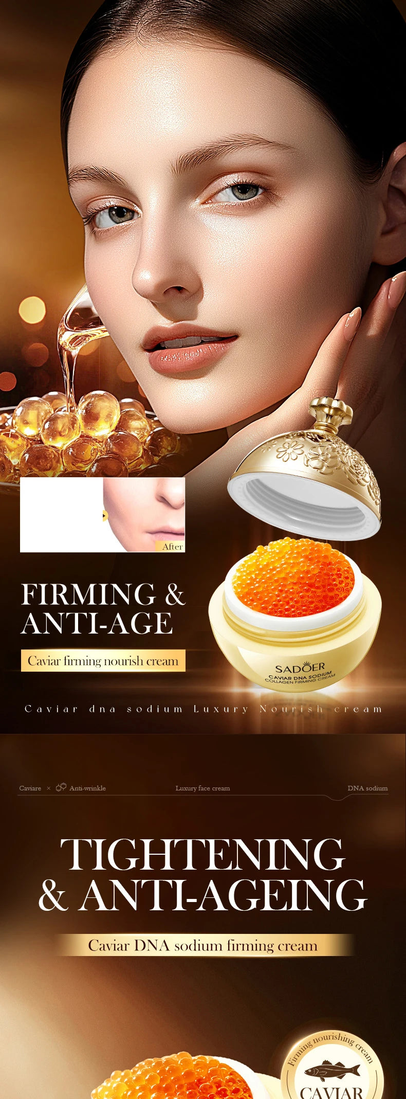 Luxury Caviar Essence Anti-aging Cream Wrinkle Removal Collagen Firming Lifting Elastic Facial  Skin Care Korean Cosmetics 30g