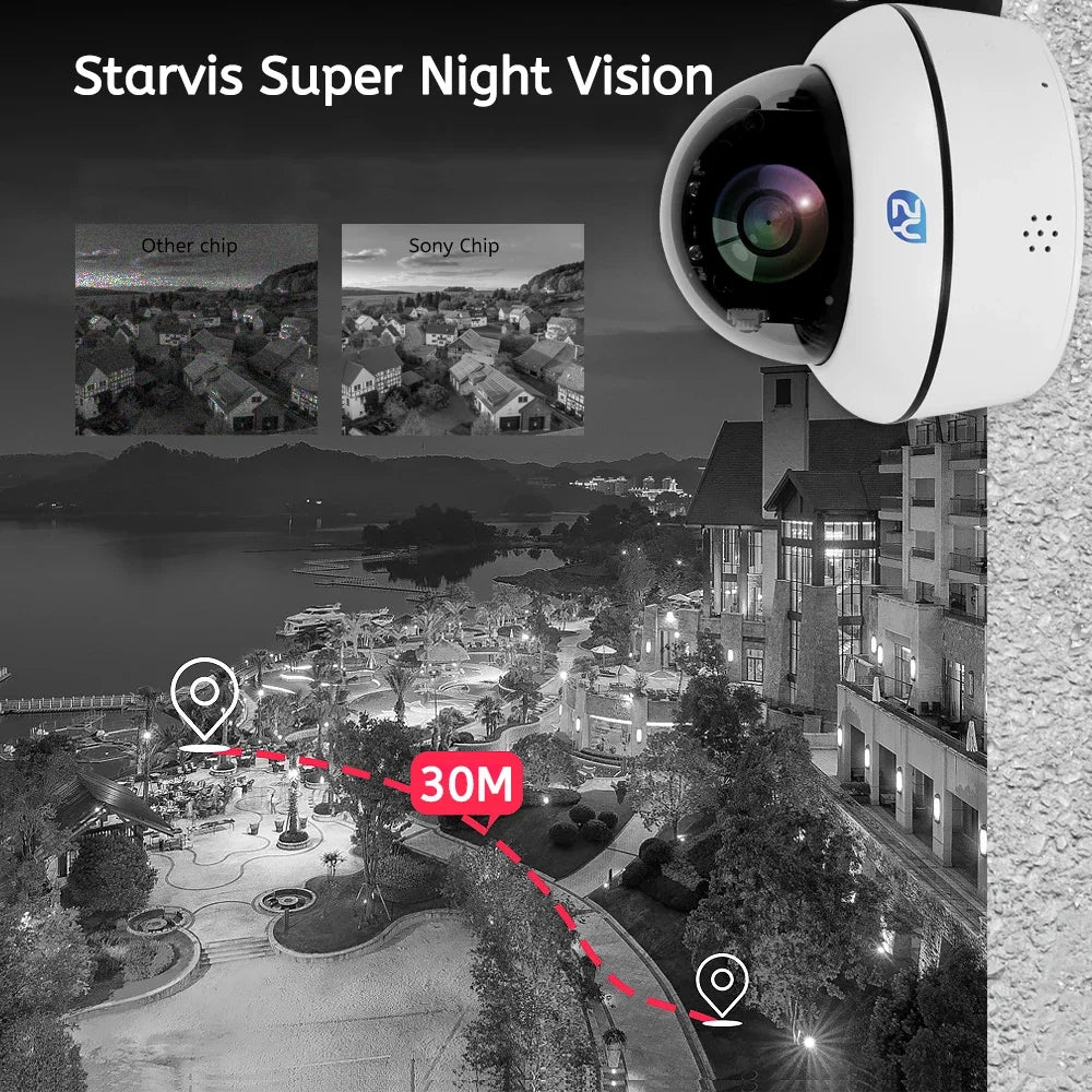 4K 8MP PoE Dome Security Camera Outdoor Human/Vehicle Detect Auto Tracking PTZ Indoor 2-way Audio Wireless IP Cameras Camhipro