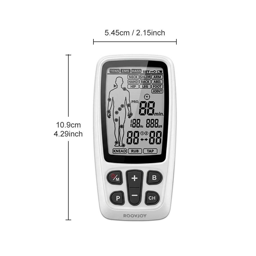3-in-1 EMS & TENS Unit Machine Professional Muscle Stimulator Electronic Acupuncture Massager for Neck, Back, Legs, Feet & Body