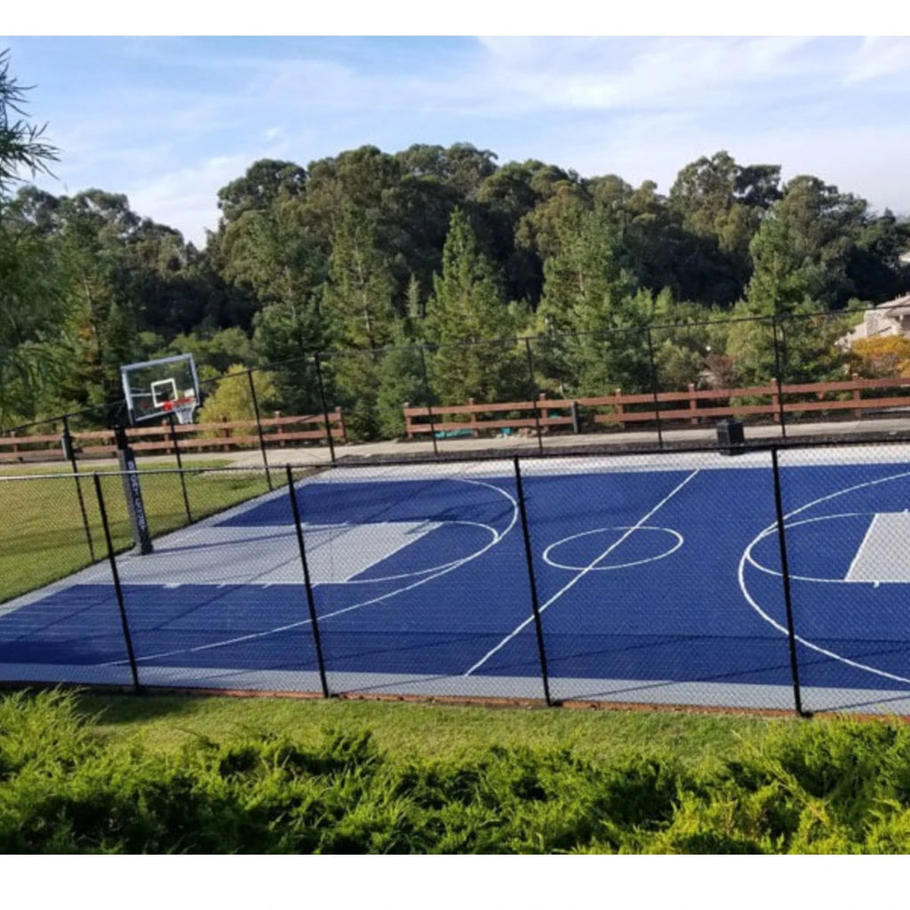 Modular Half-Court Basketball Floor Tiles - Interlocking Shock-Absorbing Tiles for Home/Gym/Community