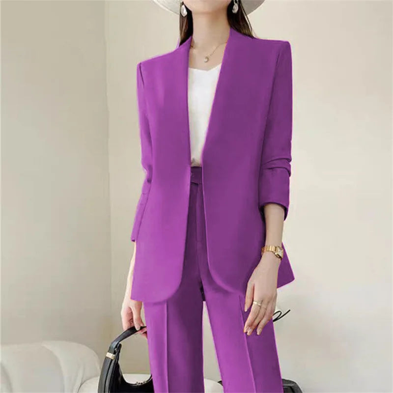 Fashion 2 Piece Sets Women Outfits Spring Autumn New in Korean Pants Sets Commuter Elegant Suit Coat 2 Piece Sets Women