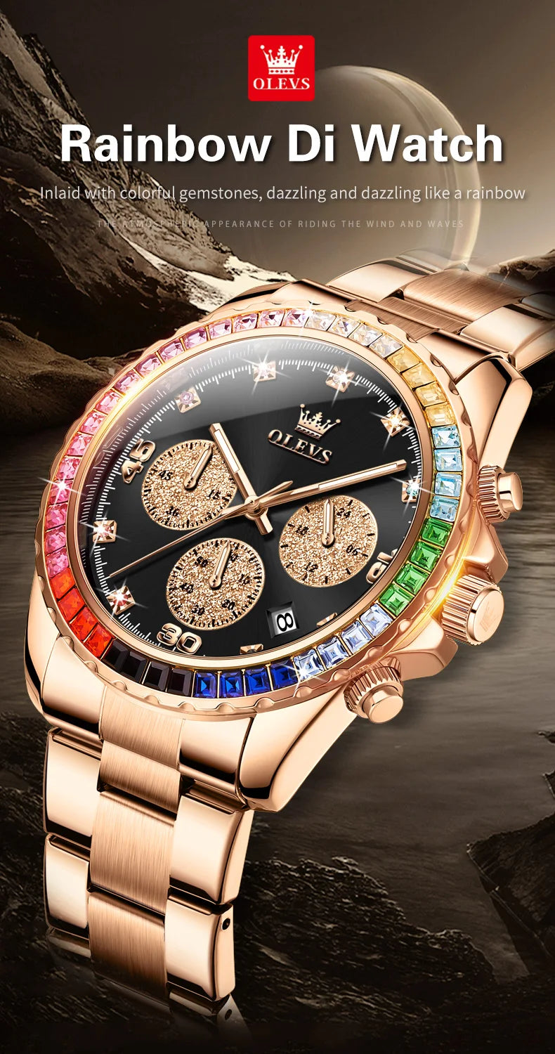 OLEVS 2939 Watches For Man Original Brand Multifunctional Quartz Watch Waterproof Luminous Stainless Steel Men Watches Reloj