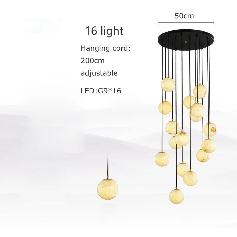 2026 New Modern Staircase Decor Lighting Luxury Marble Chandeliers Duplex Villa Loft Dining Room Hall Living Room Pendant Lights
