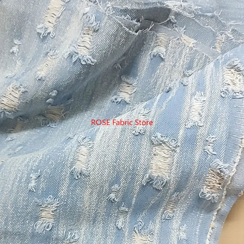 High-quality Vintage cotton ripped denim For Jeans, jackets, skirts, bags, upholstery, crafting, designer fabrics