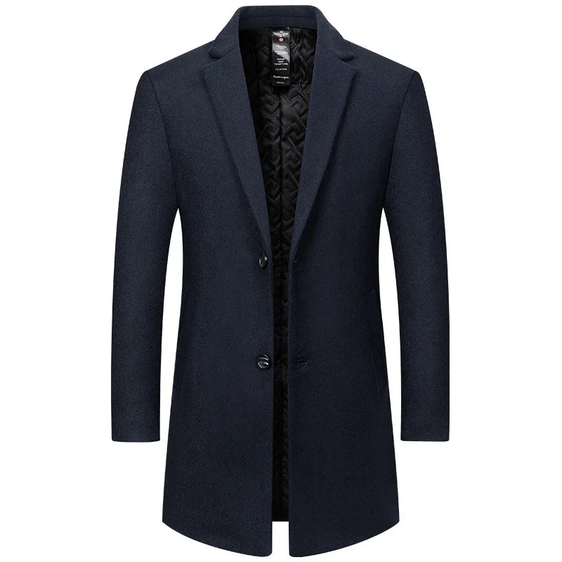 New Men Woolen Business Casual Trench Coats Man Long Jackets Winter Overcoats Male Cashmere Trench Coats Woolen Blends Coats 5XL
