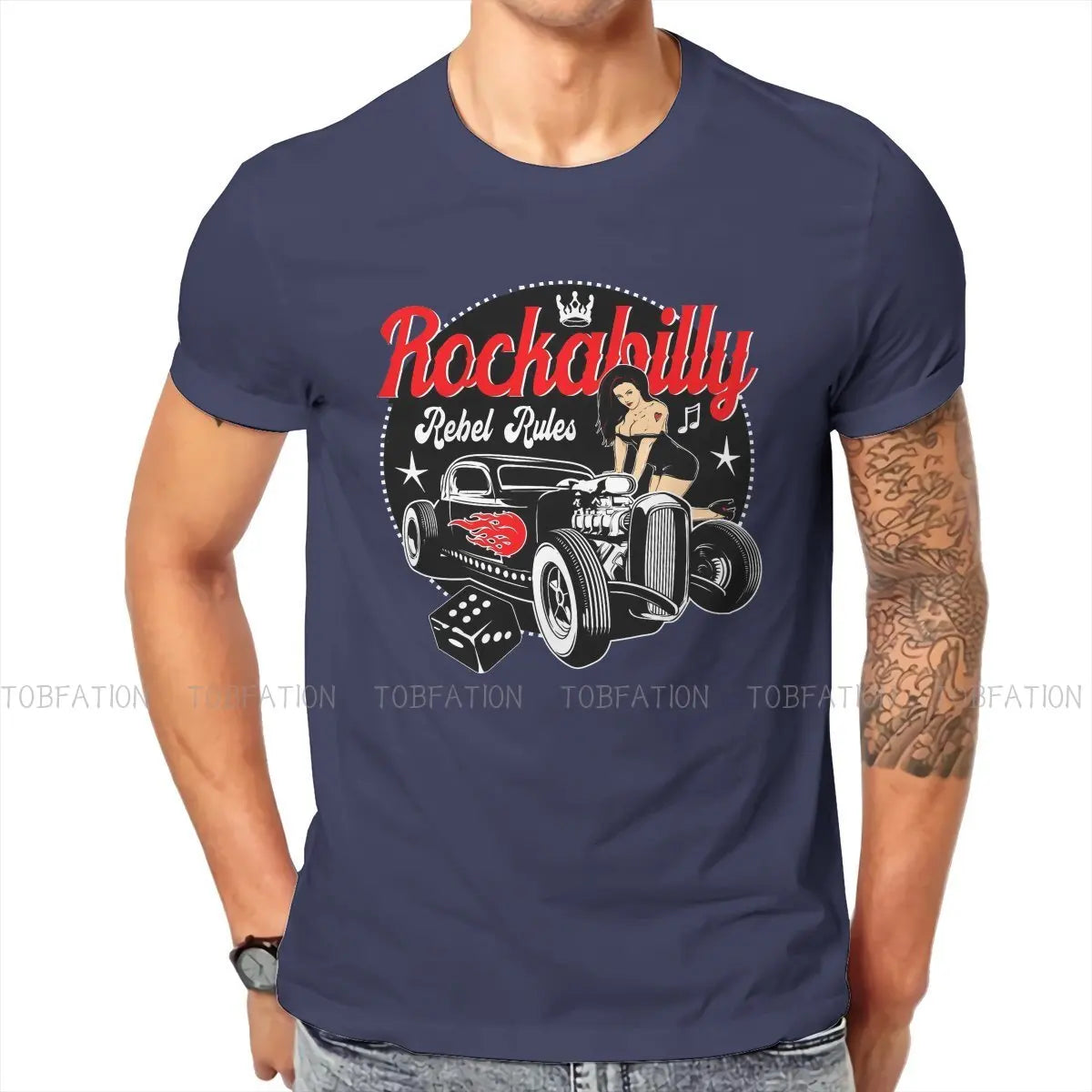 Rockabilly Music Hot Rod Sock Hop Dance Vintage Rock and Roll Essential T Shirt Vintage Cotton Men Tees Harajuku Crewneck TShirt