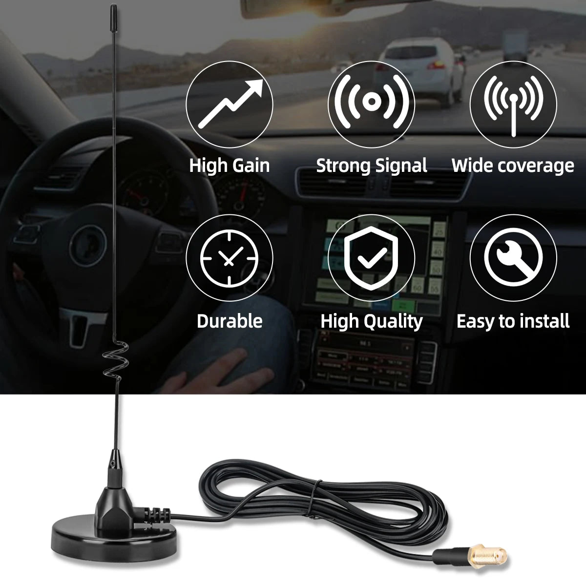 UT-106UV Car Antenna Walkie Talkie Magnetic SMA-Female VHF UHF On board Antenna for UV-5R 5RH 21 Pro Quansheng UV-K5 Ham Radio