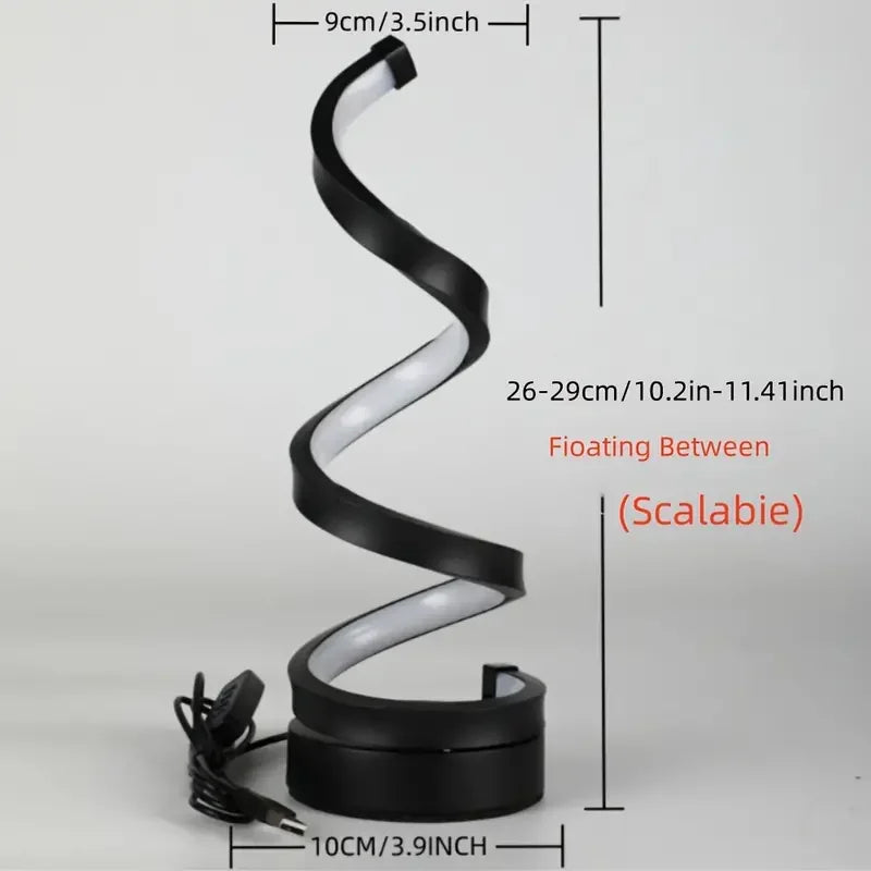 Modern LED Table Light with USB - Adjustable Brightness, Warm White Light, Spiral Design, Suitable for Bedroom, Living Room, Off