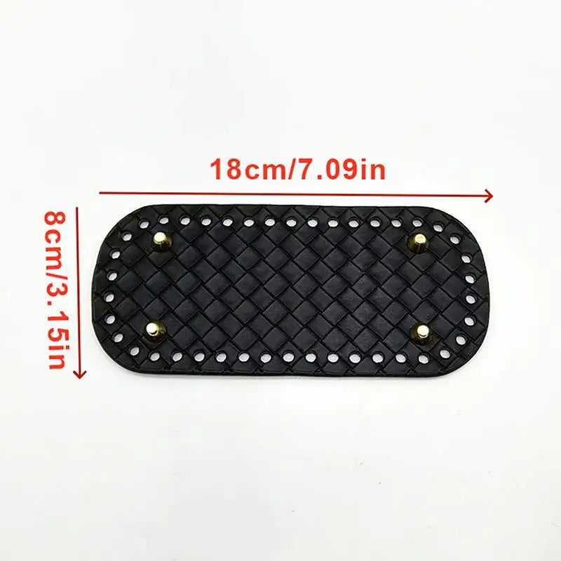 Handmade Leather Bag Bottom 18x8cm Woven Pattern DIY Accessories for Knitting Crochet Purse Making